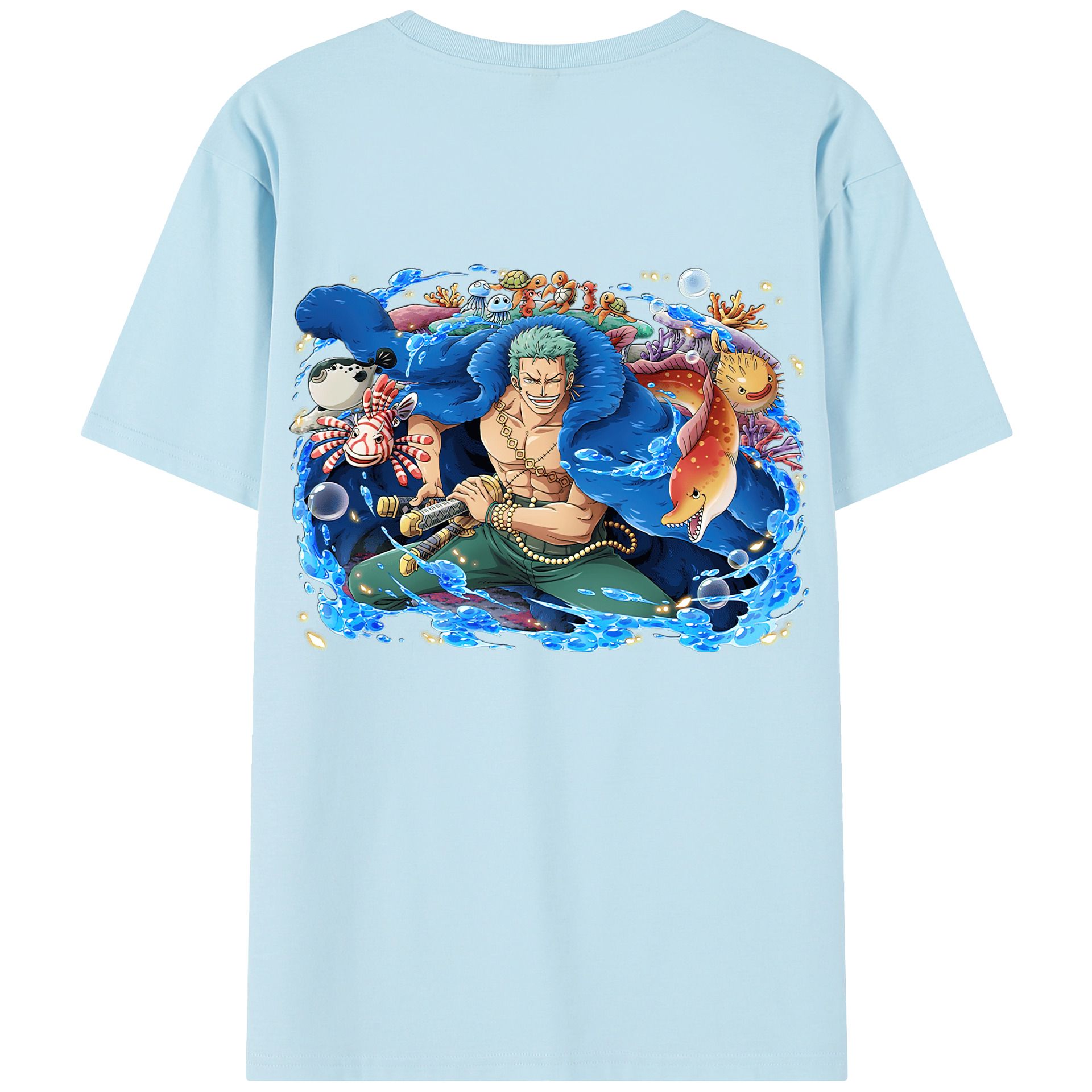 ワンピース ロロノア・ゾロ ONE PIECE Roronoa Zoro 綿100％半袖Tシャツ（背面プリント）